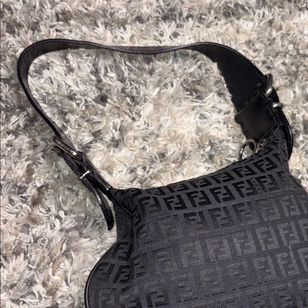 Fendi Black FF Monogram Saddle Bag - Picture 2 of 16